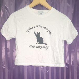 ❌️ [SOLD] CHERRYBOMB X Unisex White & Black Cats Everything Crop Top Tee